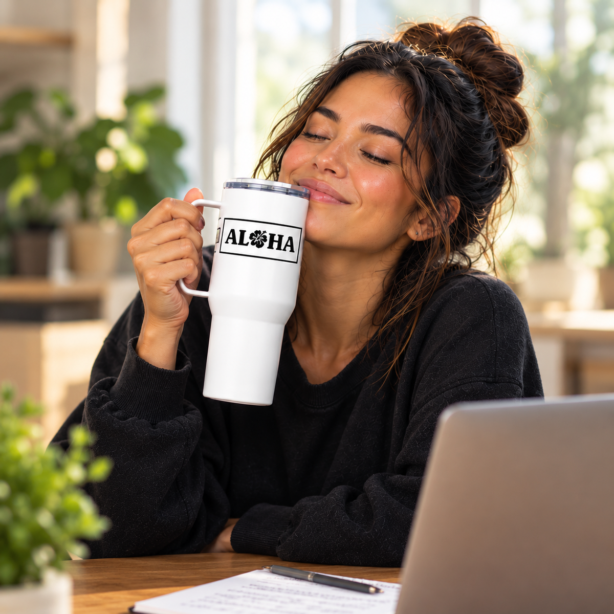 Choke Aloha Travel mug with a handle